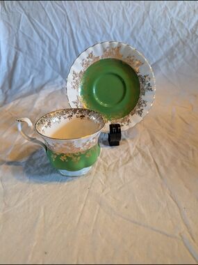2/60$ Royal Albert Green and Gold Tea Cup with Saucer